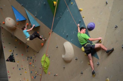 Indoor climbing wall measures 18.0 x 12.0 m.