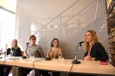 At the Panel Discussion in the School Library